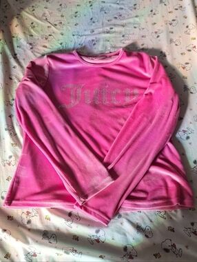 Juicy Couture Hot Pink Rhinestone Logo Velour Top